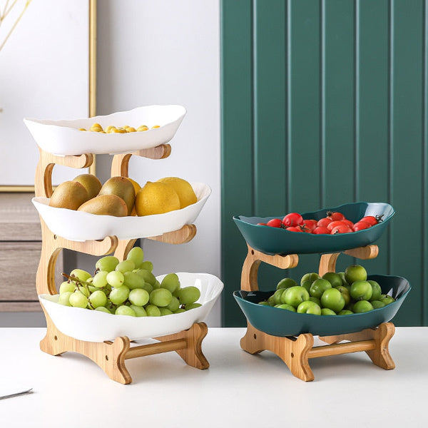 Eco Design – Fruteira de Mesa Moderna com Pés de Madeira Natural