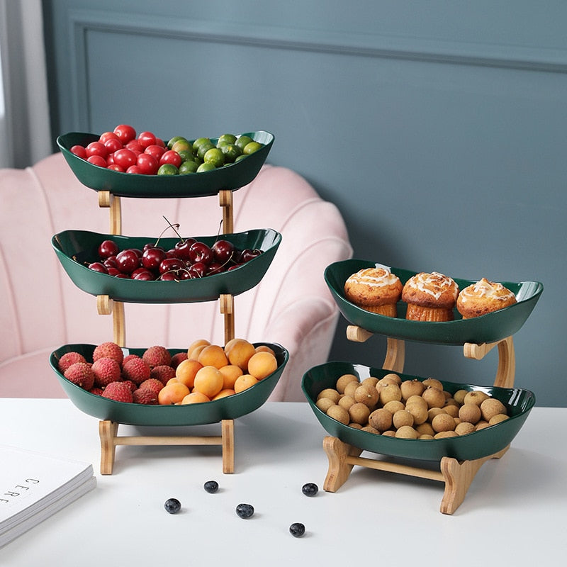 Eco Design – Fruteira de Mesa Moderna com Pés de Madeira Natural