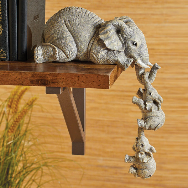 Kit Estatuetas Decorativas – Família Elefante com Detalhes Artesanais